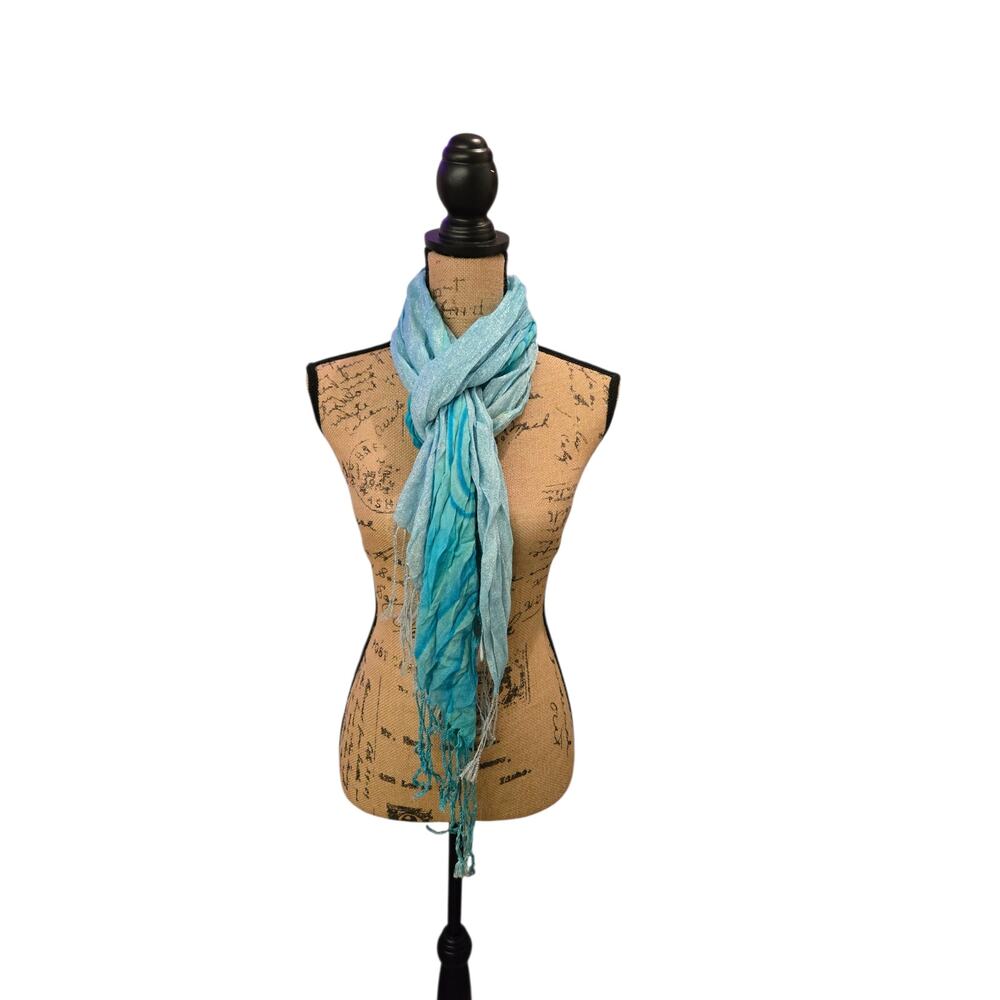 Sparkly blue silky lightweight scarf, one size